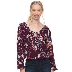 About A Girl Plum Long-Sleeve Blouse